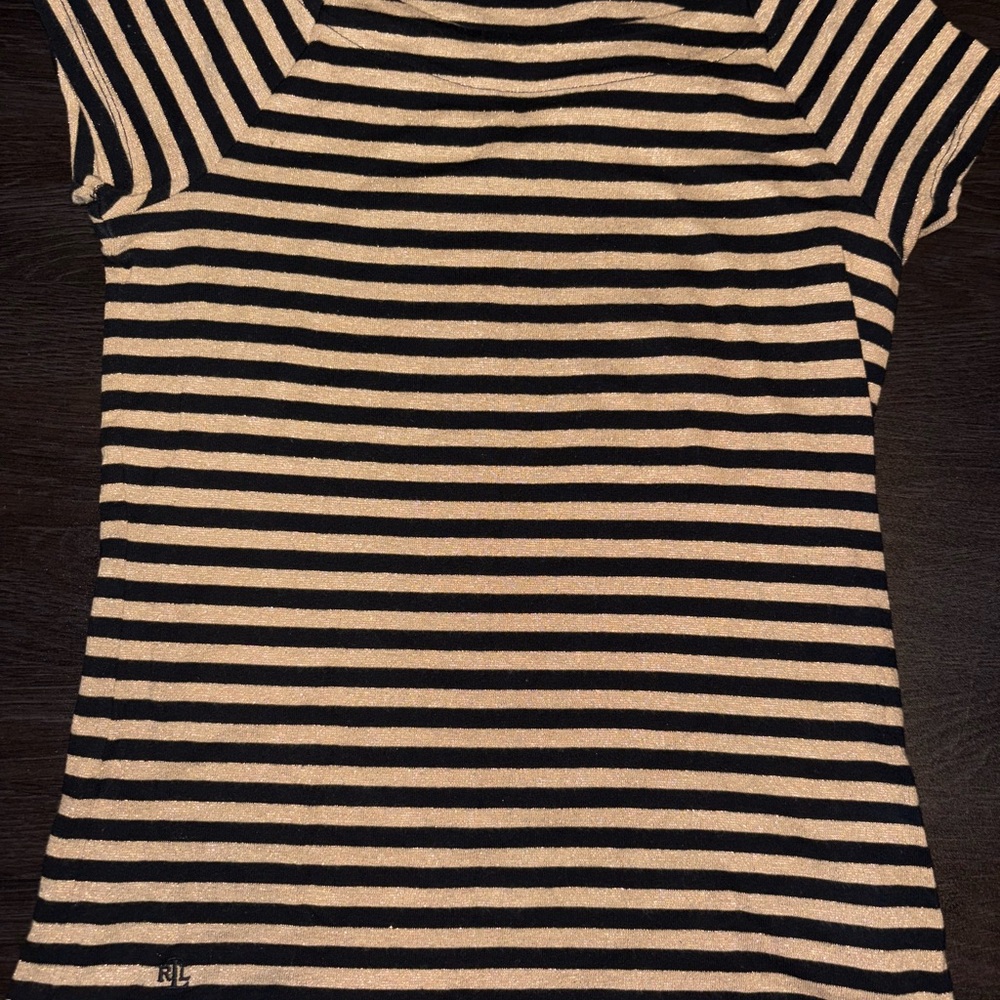POLO RALPH LAUREN WOMENS Striped Black and Tan Top